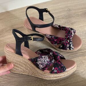 Ted Baker London Taylina leather espadrille wedges with floral straps